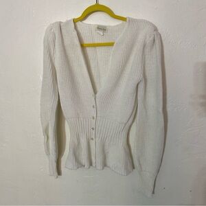 😍 Gorgeous Vintage Cardigan with Knitted Shoulder Pads Puff Sleeves button front